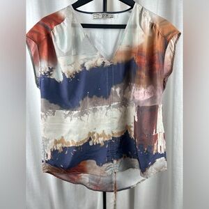 GO BY GO SILK “Get Drawn Up” Signature Top in Ball of Fire. Size XS. 100% Silk.